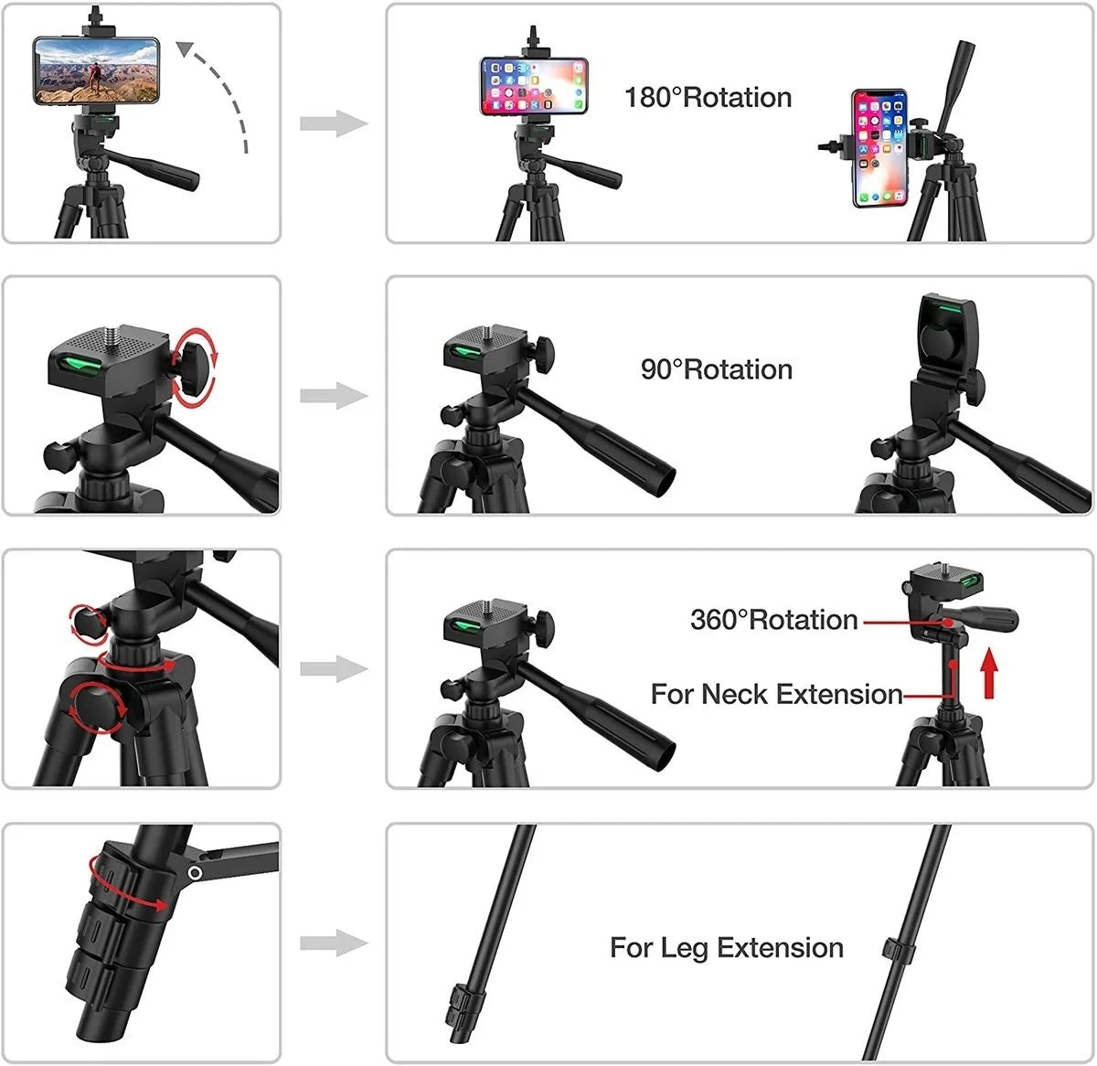 Trépied Universel 100cm pour Smartphone & Caméra - Support Vidéo avec Télécommande Bluetooth