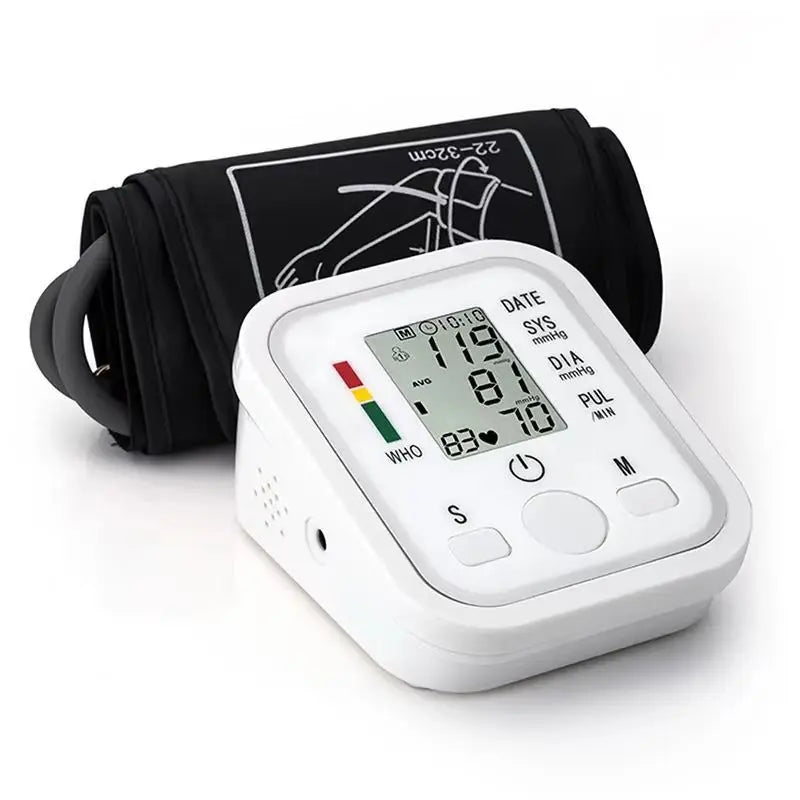 Tensiomètre Électronique à Bras - Moniteur de Pression Artérielle & Fréquence Cardiaque, Écran Digital, Usage Médical Automatique