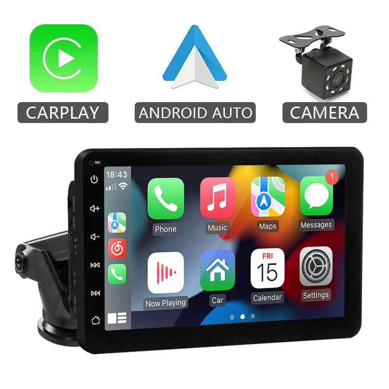 Hippcron Radio de Voiture 7" - Écran Tactile, CarPlay & Android Auto Sans Fil, Lecteur Multimédia Universel