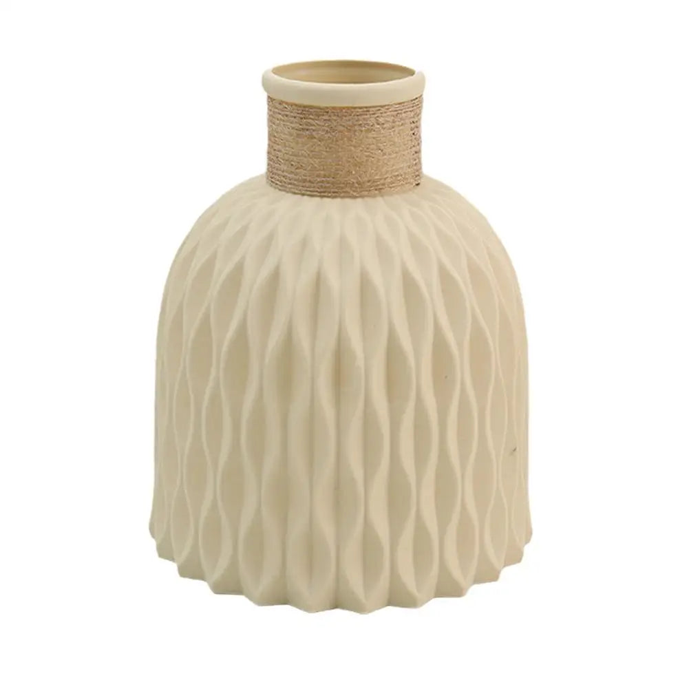 Vase en Plastique Imitation Porcelaine - Style Corde, Idéal pour Arrangements Floraux & Décoration d’Intérieur