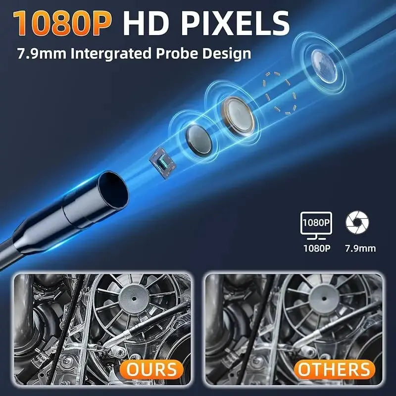 Caméra Industrielle Endoscope HD 1080P - Écran IPS 4.3", Caméra d’Inspection Étanche IP67, 8mm, 8 LEDS