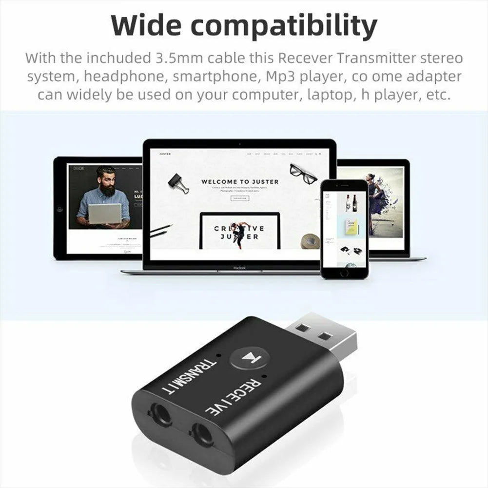 Adaptateur Audio Bluetooth 5.0 USB - Récepteur & Émetteur 2-en-1, AUX 3.5mm, TR6, Sans Fil pour Maison & Voiture