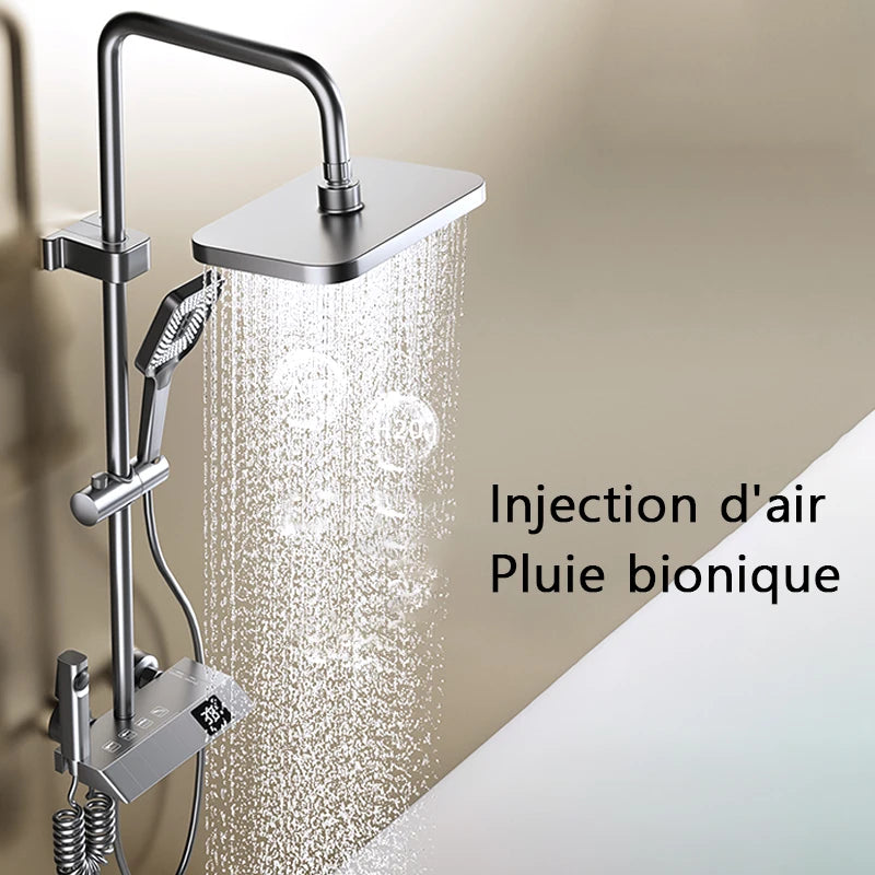 Ensemble de Douche Complet avec Écran LED - Système de Douche Pluie Haute Pression, Robinet Bain/Douche, Mélangeur Eau Chaude & Froide