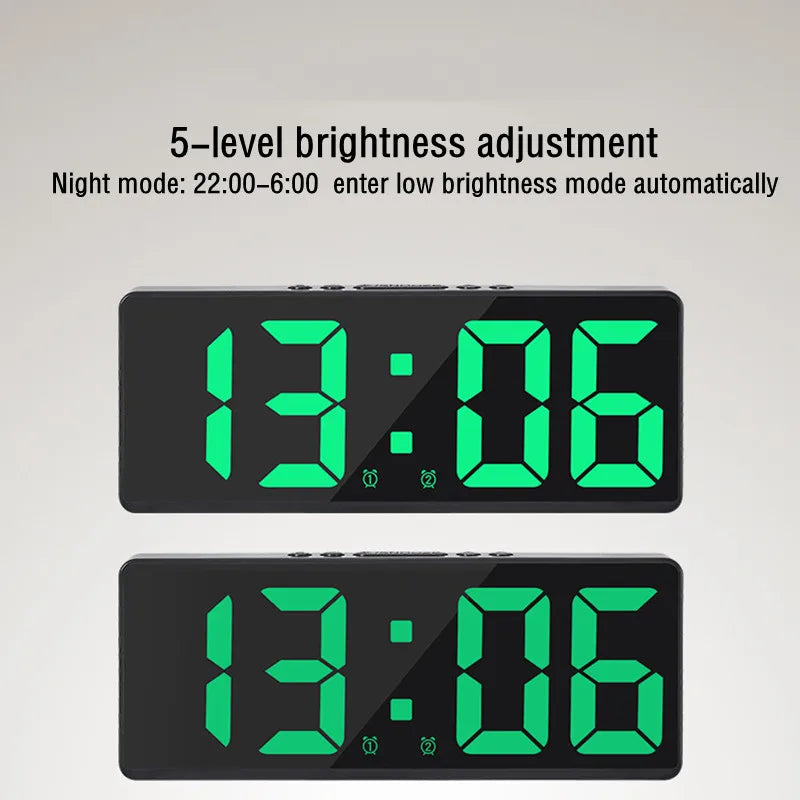 Réveil Digital à Commande Vocale - Affichage LED, Température, Mode Nuit, Snooze, 12/24H, Fonction Anti-Dérangement