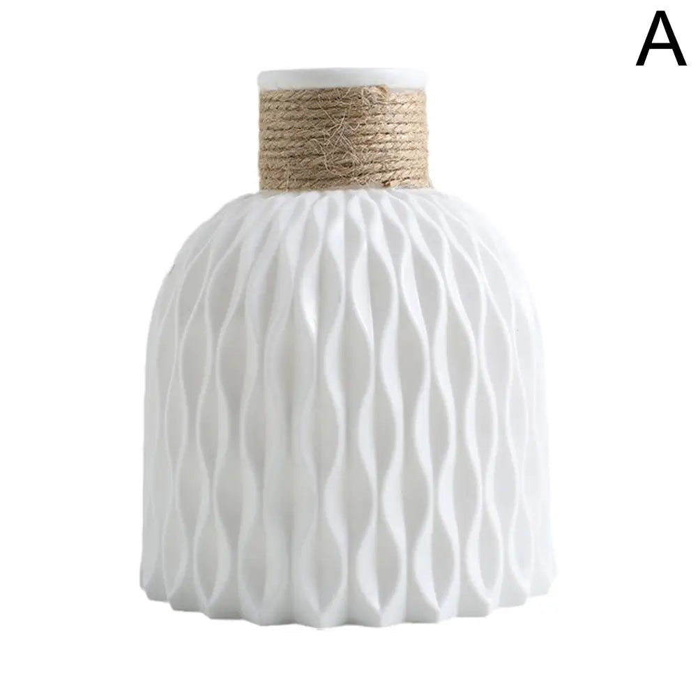 Vase en Plastique Imitation Porcelaine - Style Corde, Idéal pour Arrangements Floraux & Décoration d’Intérieur