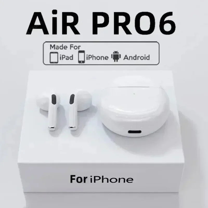 Écouteurs Sans Fil Pro 6 TWS - Bluetooth, Réduction de Bruit, Micro Intégré, Compatibles iPhone & Android