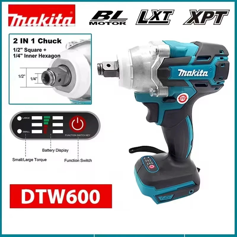 Makita DTW600 - Clé à Chocs Sans Fil 18V, 1/2", Moteur Brushless, 3100 IPM, Outil de Réparation Véhicule & Bricolage