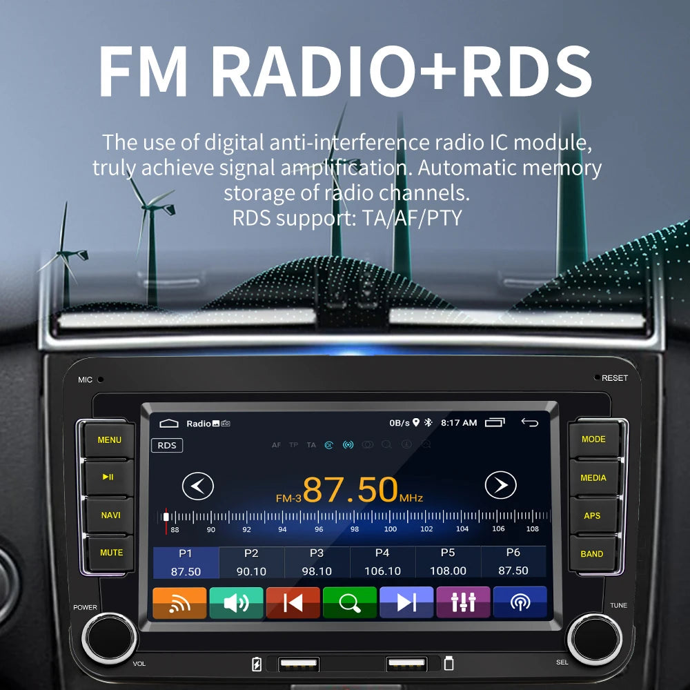 Autoradio 2 DIN Android 11 - Écran Multimédia GPS, WiFi, CarPlay, Compatible Volkswagen, Skoda, Octavia, Golf 5/6, Touran, Passat, Polo, Jetta