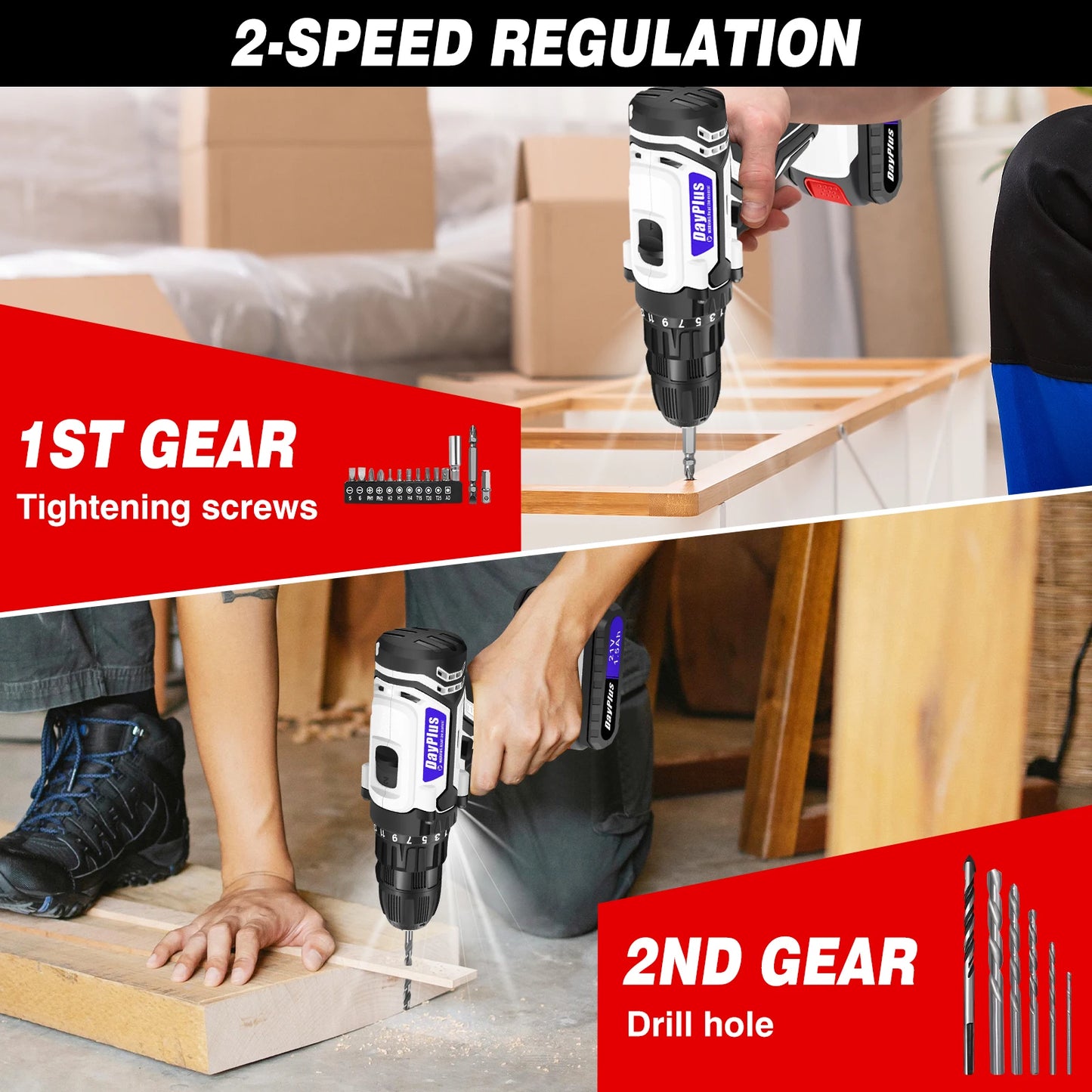 Perceuse-Visseuse Sans Fil 21V – Puissance & Précision pour Tous Vos Travaux !