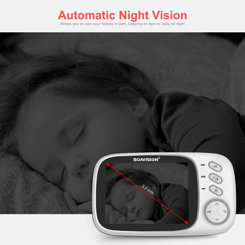 VB603 Moniteur Vidéo pour Bébé - Caméra de Surveillance Sans Fil 2.4G, Écran LCD 3.2", Audio Bidirectionnel, Vision Nocturne