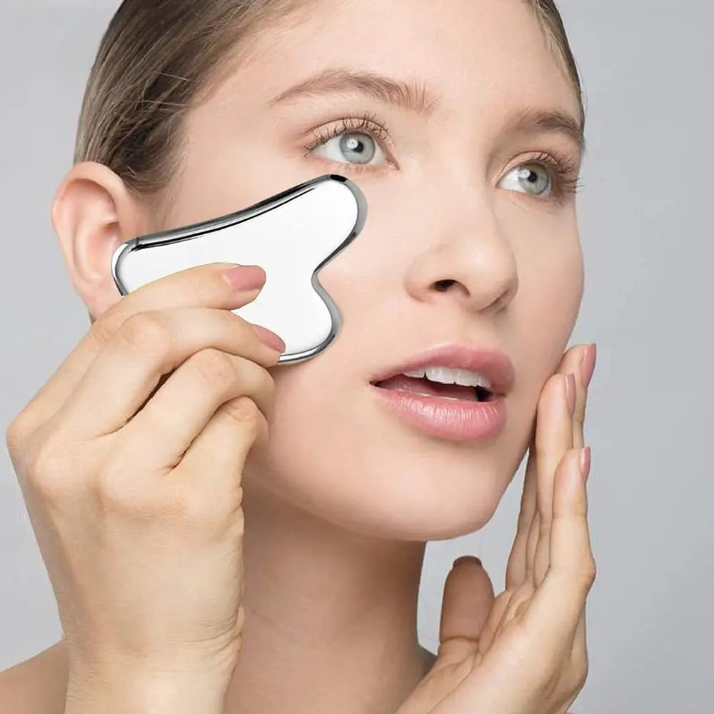 Gua Sha en Acier Inoxydable – Massage Visage, Cou & Corps