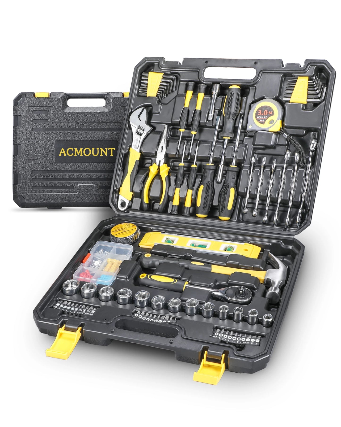Acmount Kit d'Outils 140 Pièces – Boîte à Outils Complète pour Maison, Moto & Voiture