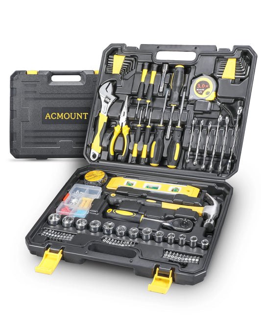 Acmount Kit d'Outils 140 Pièces – Boîte à Outils Complète pour Maison, Moto & Voiture