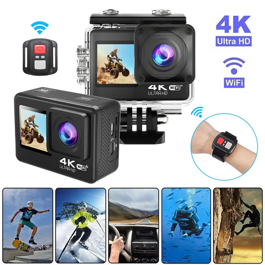 Caméra Sport 4K – Wi-Fi, Double Écran, 170° Grand Angle, Étanche 30M