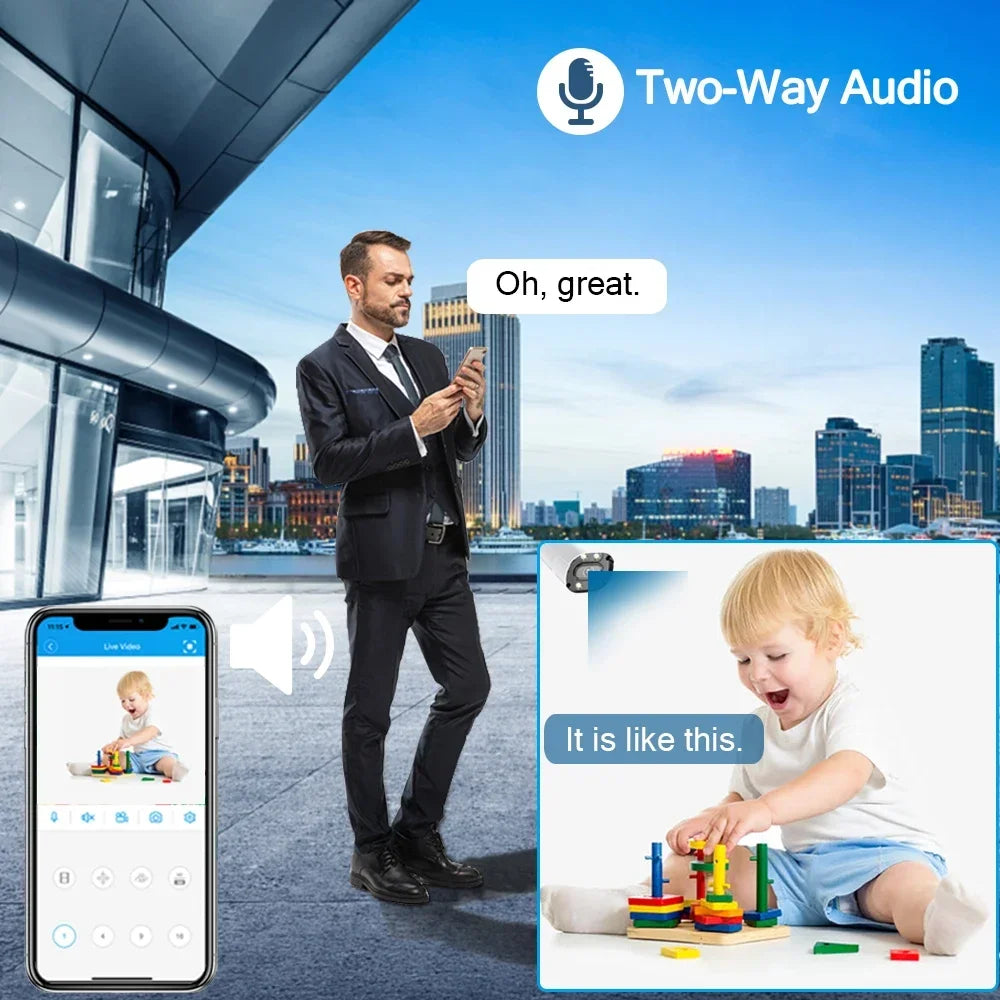 Caméra de Surveillance Tuya 4K 8MP - Double Objectif, PTZ WiFi, AI Tracking, Vision Nocturne, Audio Bidirectionnel, Sécurité Extérieure