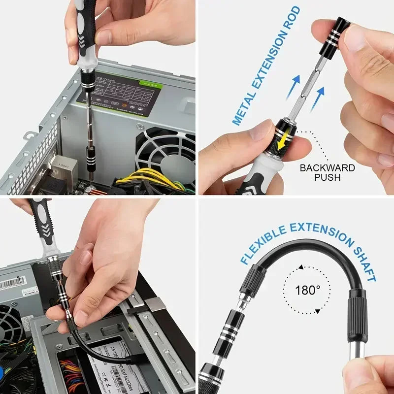 Kit Tournevis de Précision 115 en 1 – Outils Magnétiques Professionnels pour Réparation Électronique !