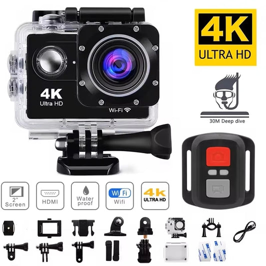 Caméra Sport 4K – WiFi, 1080P/30FPS, Écran 2.0", Grand Angle 170°, Étanche