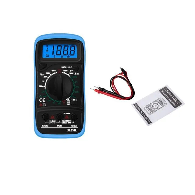 Multimètre numérique portable - LCD rétroéclairé - Testeur AC/DC, Volt, Ohm, Ampère - Neuf