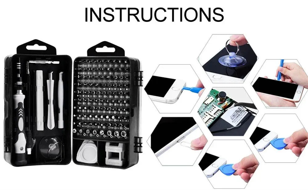 Jeu de Tournevis de Précision 115 en 1 - Outils de Réparation Professionnels Magnétiques pour Électronique, Ordinateurs & Smartphones