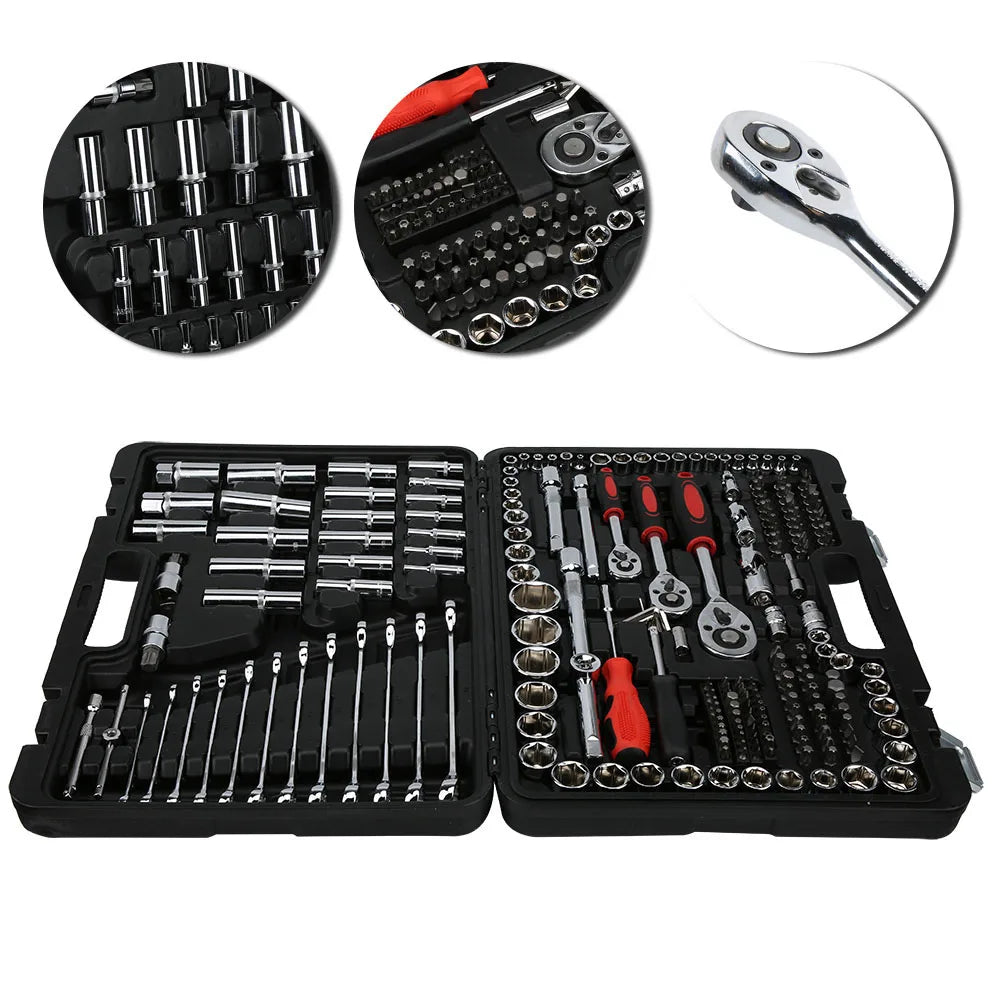 Coffret de Clés à Cliquet & Douilles 215 Pièces – Outil Polyvalent pour Réparations & Bricolage !