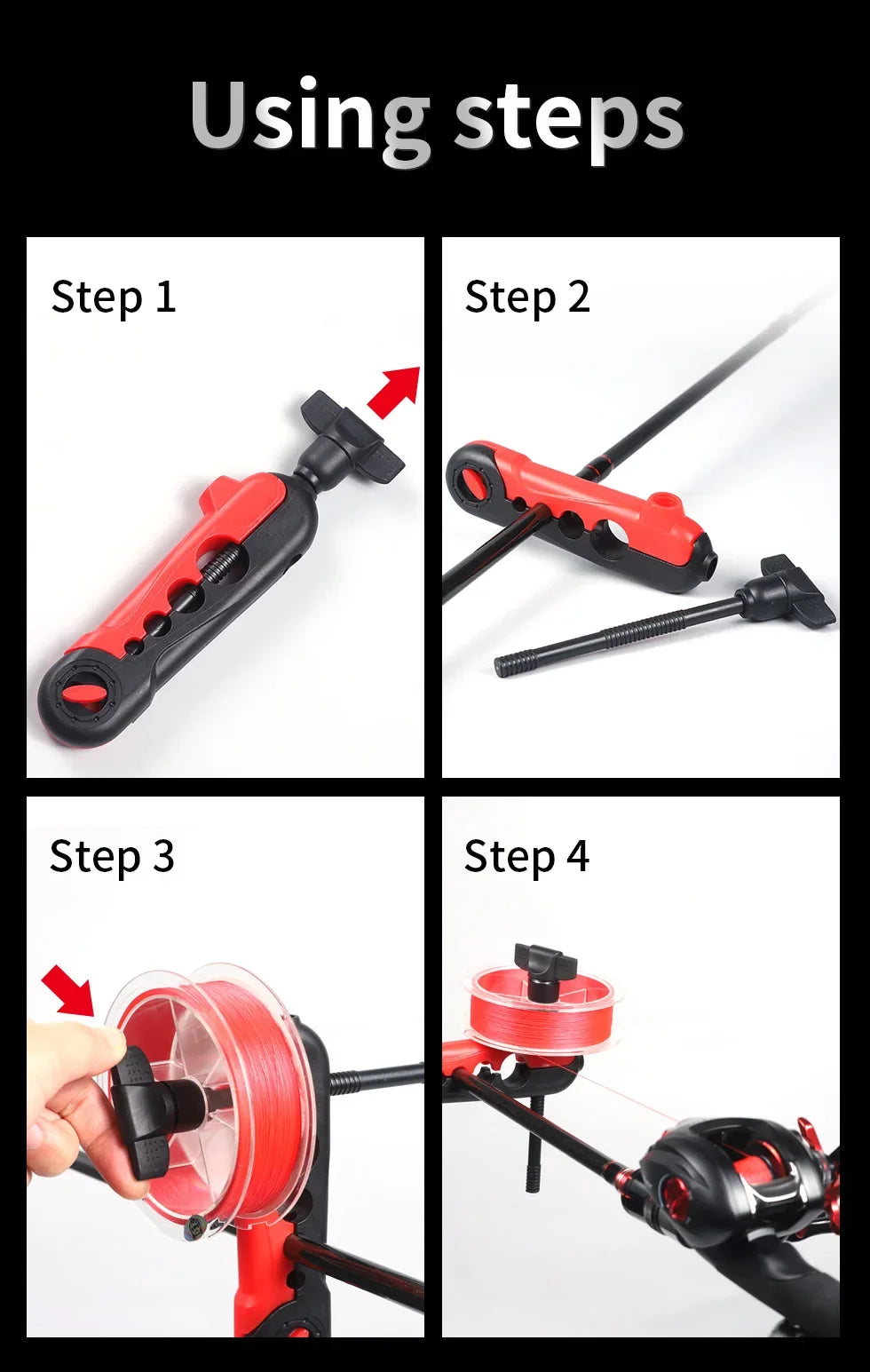 Enrouleur de Ligne de Pêche Portable - Bobineuse pour Moulinet Spinning & Baitcasting, Outil de Montage Rapide