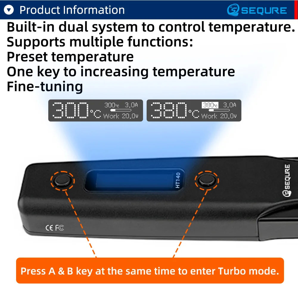 SEQURE HT140 2-en-1 – Pince Chauffante & Fer à Souder Portable, Compatible C210