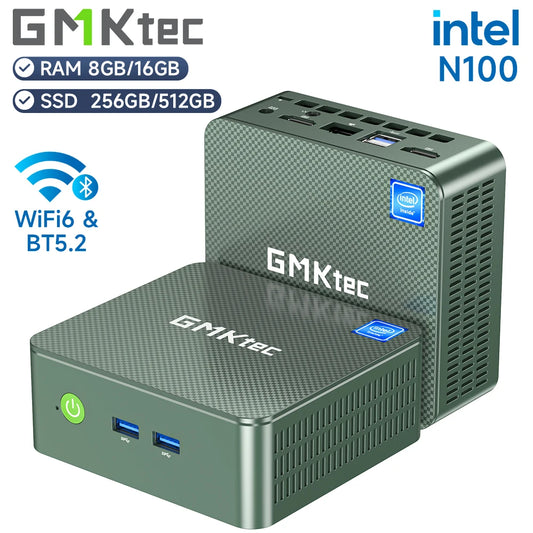 Mini PC GMKtec G3 - Intel Alder Lake N100, Windows 11 Pro, WiFi 6, Bluetooth 5.2, SSD PCIe M.2, 8/16GB RAM & 256/512GB SSD