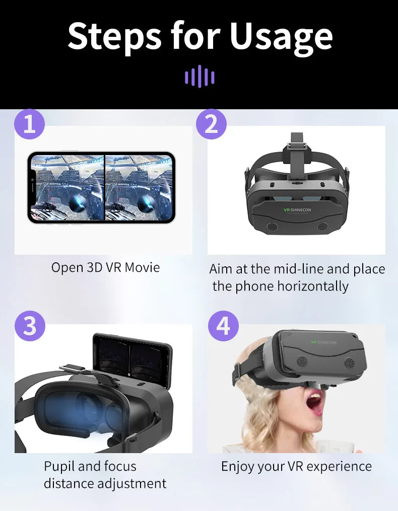 Casque de Réalité Virtuelle VR - Lunettes 3D pour Smartphones, Expérience Immersive pour Jeux & Vidéos
