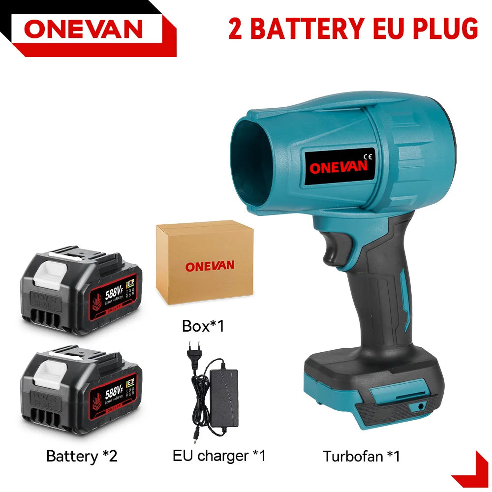 ONEVAN Souffleur Électrique Brushless 2000W - Turbo Jet 200M/S, Séchage Voiture & Soufflage Poussière, Compatible Batterie Makita 18V