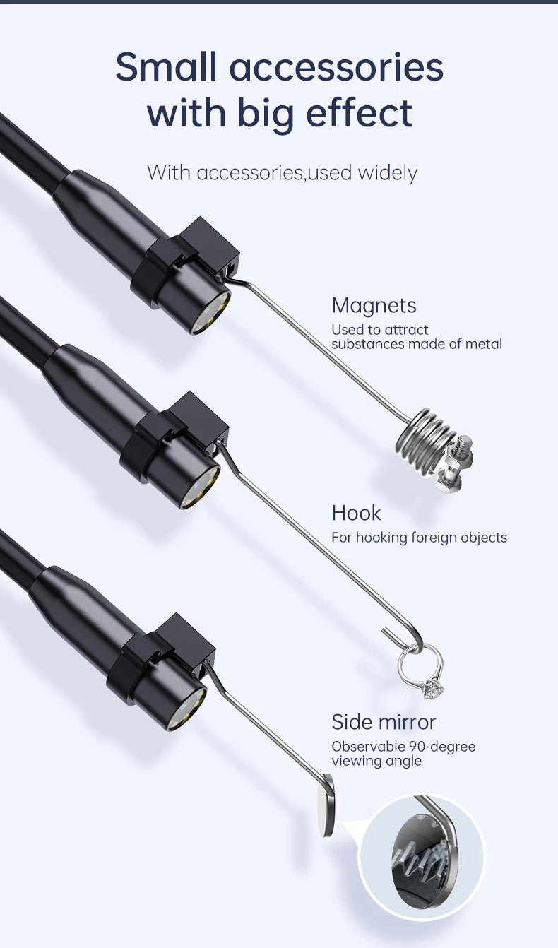 Caméra Industrielle Endoscope HD 1080P - Écran IPS 4.3", Caméra d’Inspection Étanche IP67, 8mm, 8 LEDS