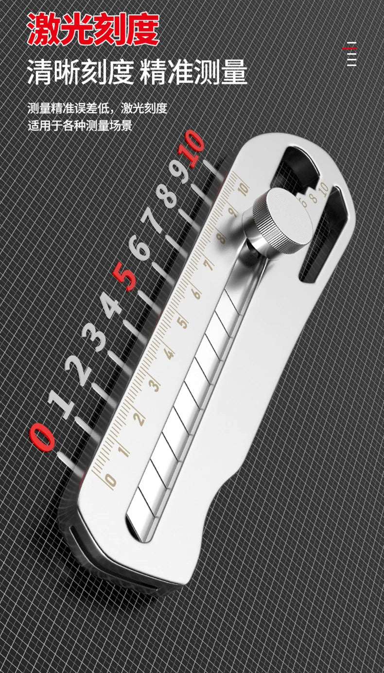 Couteau Universel Industriel 6-en-1 - Corps en Acier 18cm, Lame Remplaçable en Acier Carbone, Cutter Multifonction Renforcé
