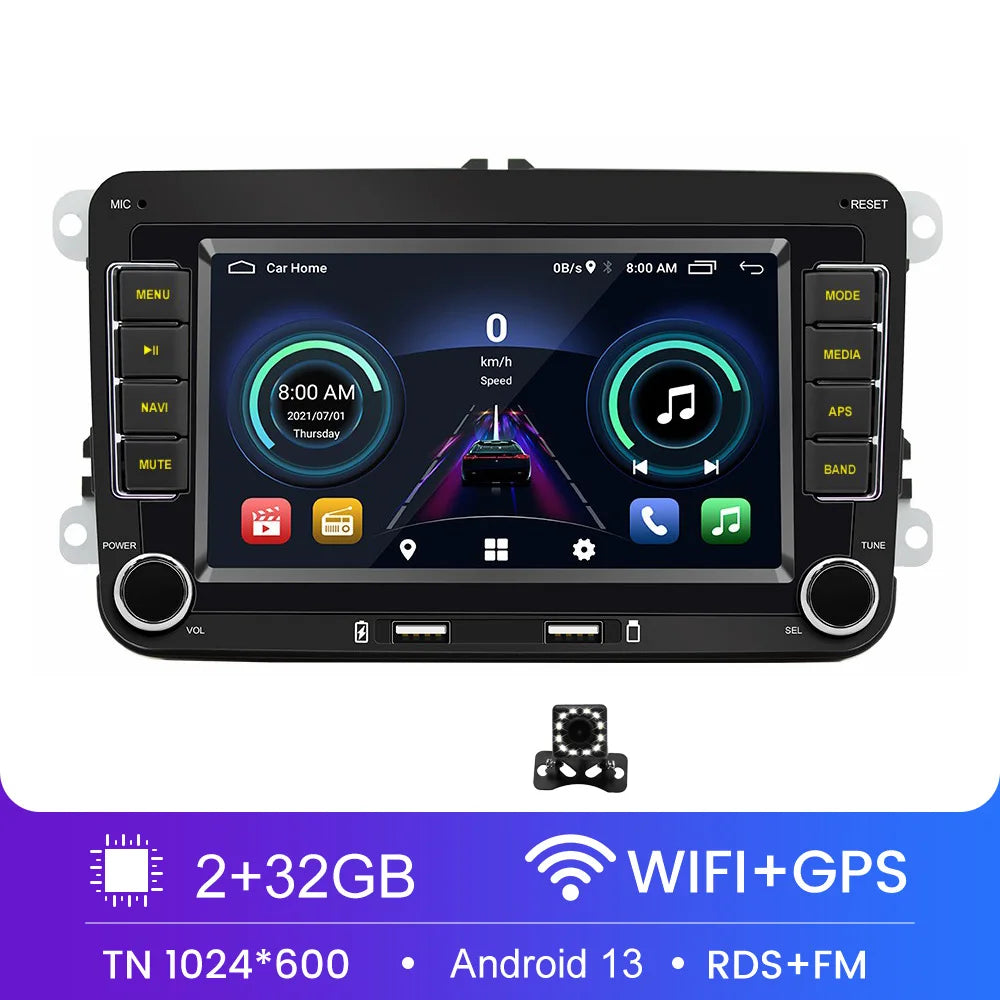 Autoradio 2 DIN Android 11 - Écran Multimédia GPS, WiFi, CarPlay, Compatible Volkswagen, Skoda, Octavia, Golf 5/6, Touran, Passat, Polo, Jetta