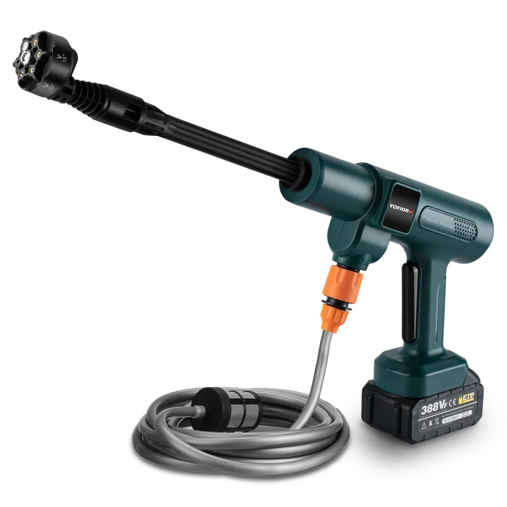 YOFIDRA Nettoyeur Haute Pression 200 Bar - 3500W, Moteur Brushless, Pistolet Pulvérisateur 6-en-1, Compatible Batterie Makita 18V