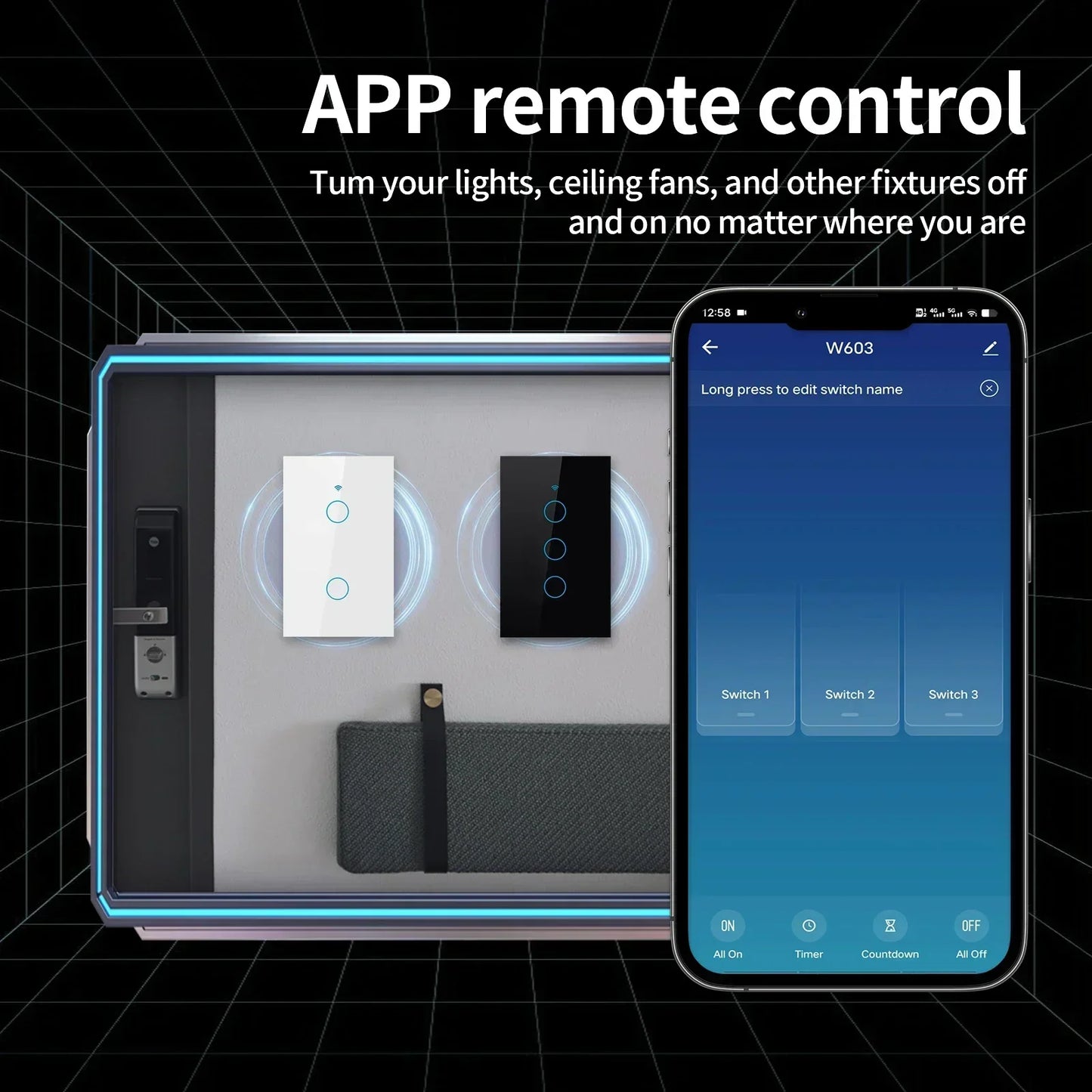 Interrupteur Intelligent TNCE WiFi/Zigbee RF433 - Sans Fil Neutre, Contrôle Tactile & Vocal, Compatible Alexa & Google Home