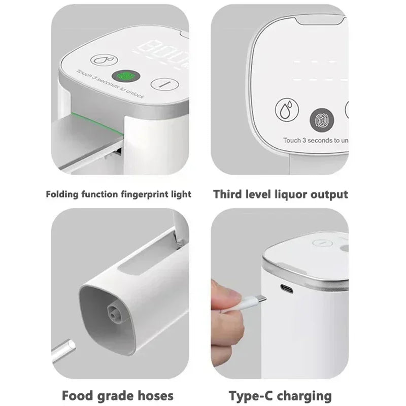 Distributeur d'Alcool Intelligent – Pompe à Whisky & Vin, Quantité Ajustable, Design Pliable