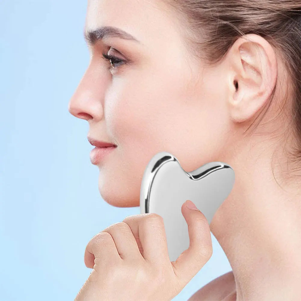 Gua Sha en Acier Inoxydable – Massage Visage, Cou & Corps