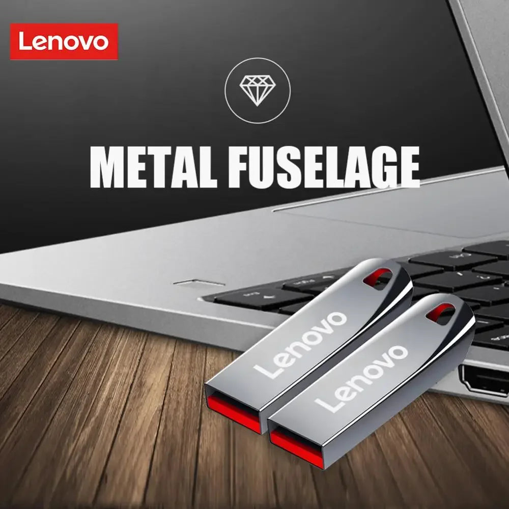 Clé USB Lenovo 2 To - USB 3.0 Haute Vitesse, Métal, Étanche, Stockage Portable