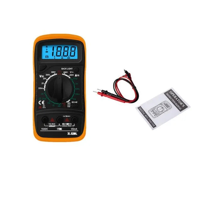 Multimètre numérique portable - LCD rétroéclairé - Testeur AC/DC, Volt, Ohm, Ampère - Neuf
