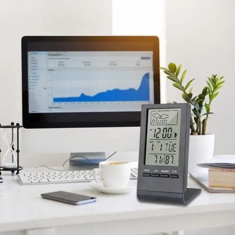 Horloge Numérique LED Multifonction - Thermomètre, Hygromètre, Réveil, Station Météo Intérieure/Extérieure