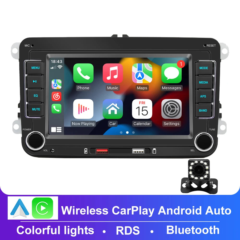 Autoradio 2 DIN Android 11 - Écran Multimédia GPS, WiFi, CarPlay, Compatible Volkswagen, Skoda, Octavia, Golf 5/6, Touran, Passat, Polo, Jetta