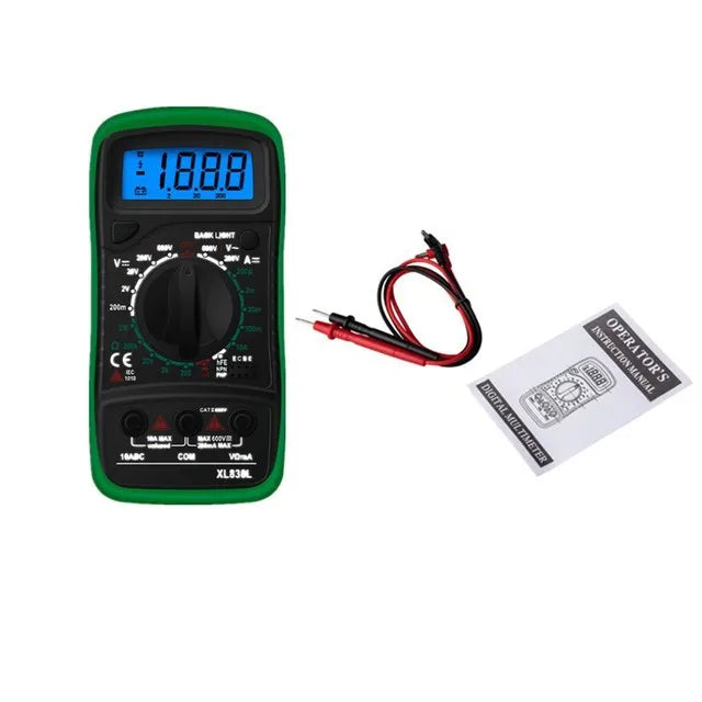 Multimètre numérique portable - LCD rétroéclairé - Testeur AC/DC, Volt, Ohm, Ampère - Neuf