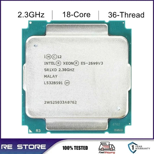 Intel Xeon E5-2699 V3 - Processeur 18 Cœurs, 36 Threads, 2.3 GHz, LGA 2011-3, 45 Mo Cache, SR1XD