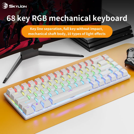Clavier Mécanique Filaire K68 – Rétroéclairage RGB, Gaming & Bureautique