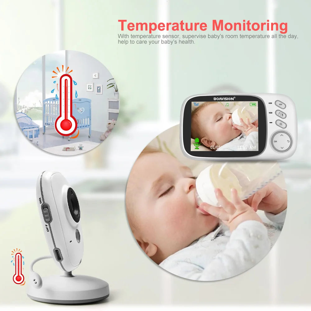 VB603 Moniteur Vidéo pour Bébé - Caméra de Surveillance Sans Fil 2.4G, Écran LCD 3.2", Audio Bidirectionnel, Vision Nocturne