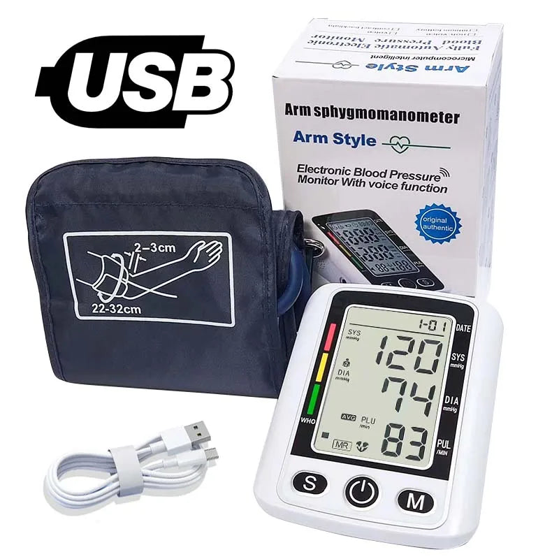 Tensiomètre Électronique de Bras - Moniteur de Pression Artérielle, Fréquence Cardiaque & Pouls, Automatique & Médical
