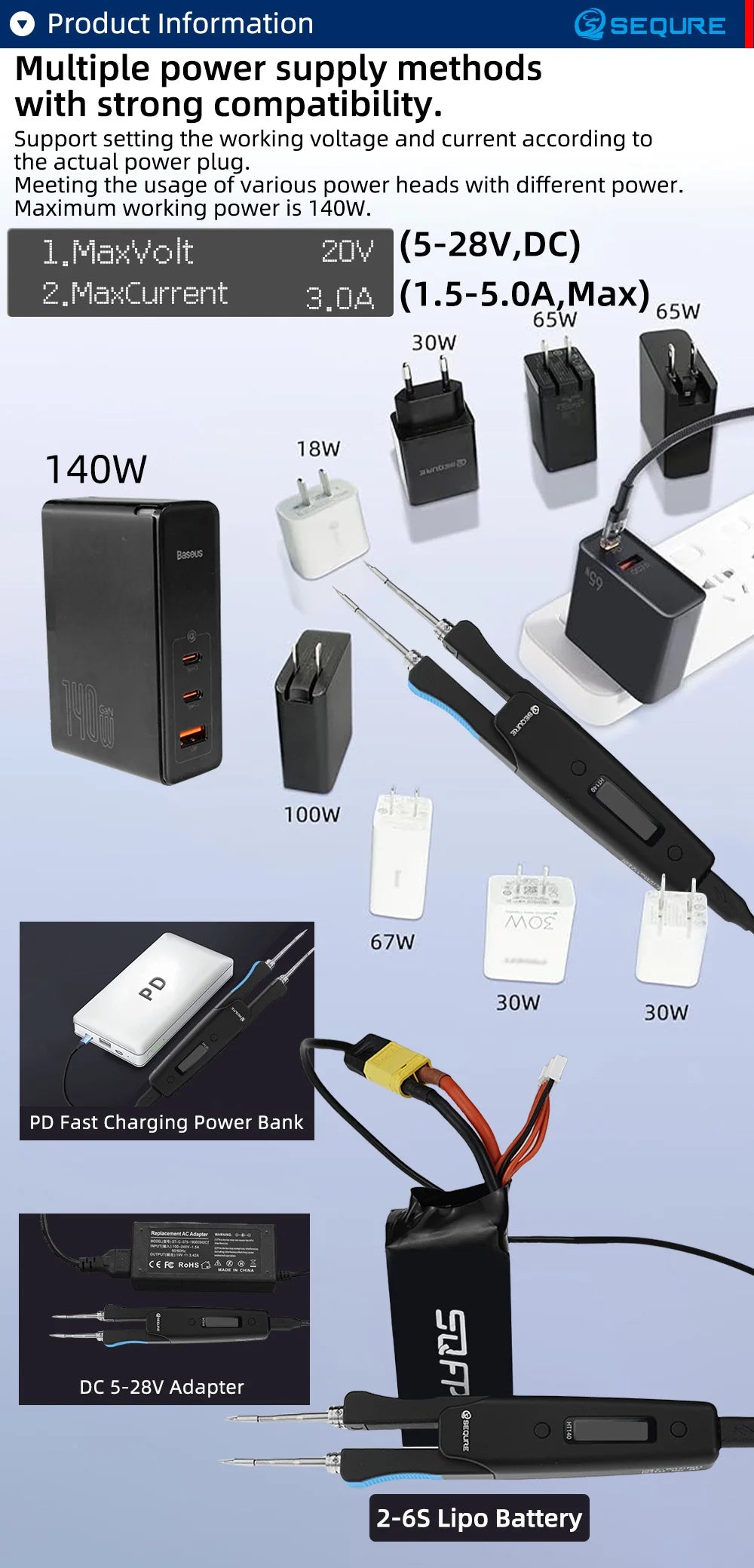 SEQURE HT140 2-en-1 – Pince Chauffante & Fer à Souder Portable, Compatible C210