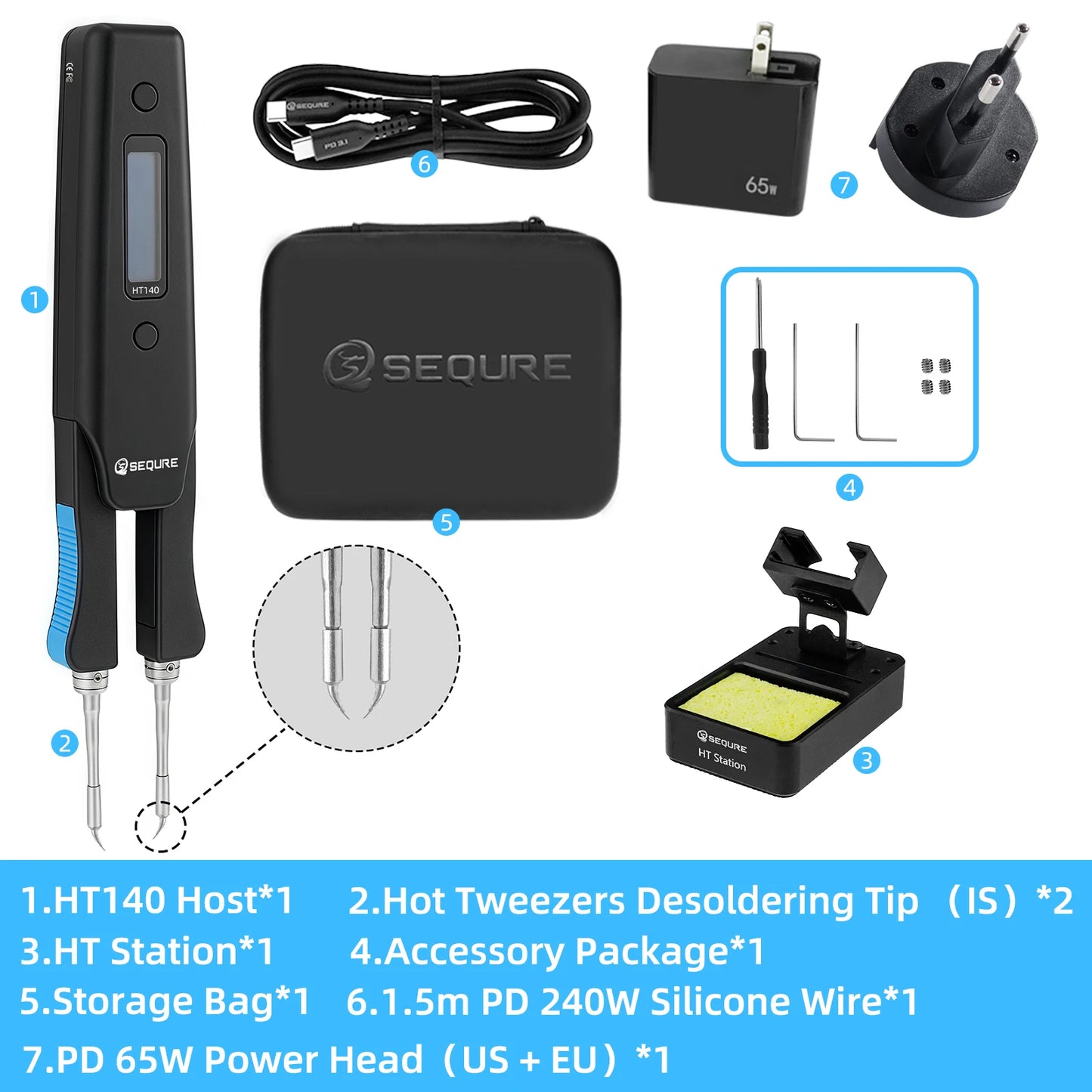 SEQURE HT140 2-en-1 – Pince Chauffante & Fer à Souder Portable, Compatible C210