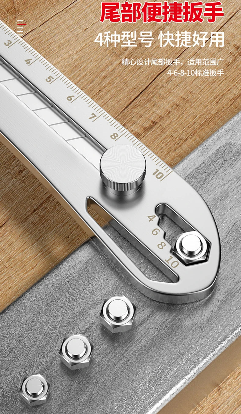 Couteau Universel Industriel 6-en-1 - Corps en Acier 18cm, Lame Remplaçable en Acier Carbone, Cutter Multifonction Renforcé