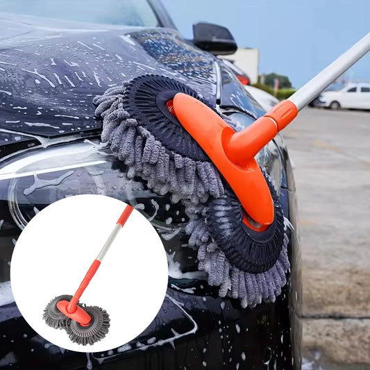 Balai de Lavage Voiture – Télescopique, Rotatif, Double Tête & Double Couche