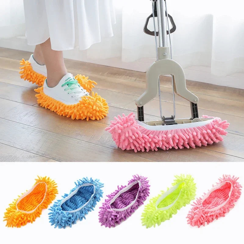 Chaussons de Nettoyage Microfibre - Chaussons Multifonctions pour Sol, Lavables & Réutilisables, Idéal pour un Nettoyage Sans Effort